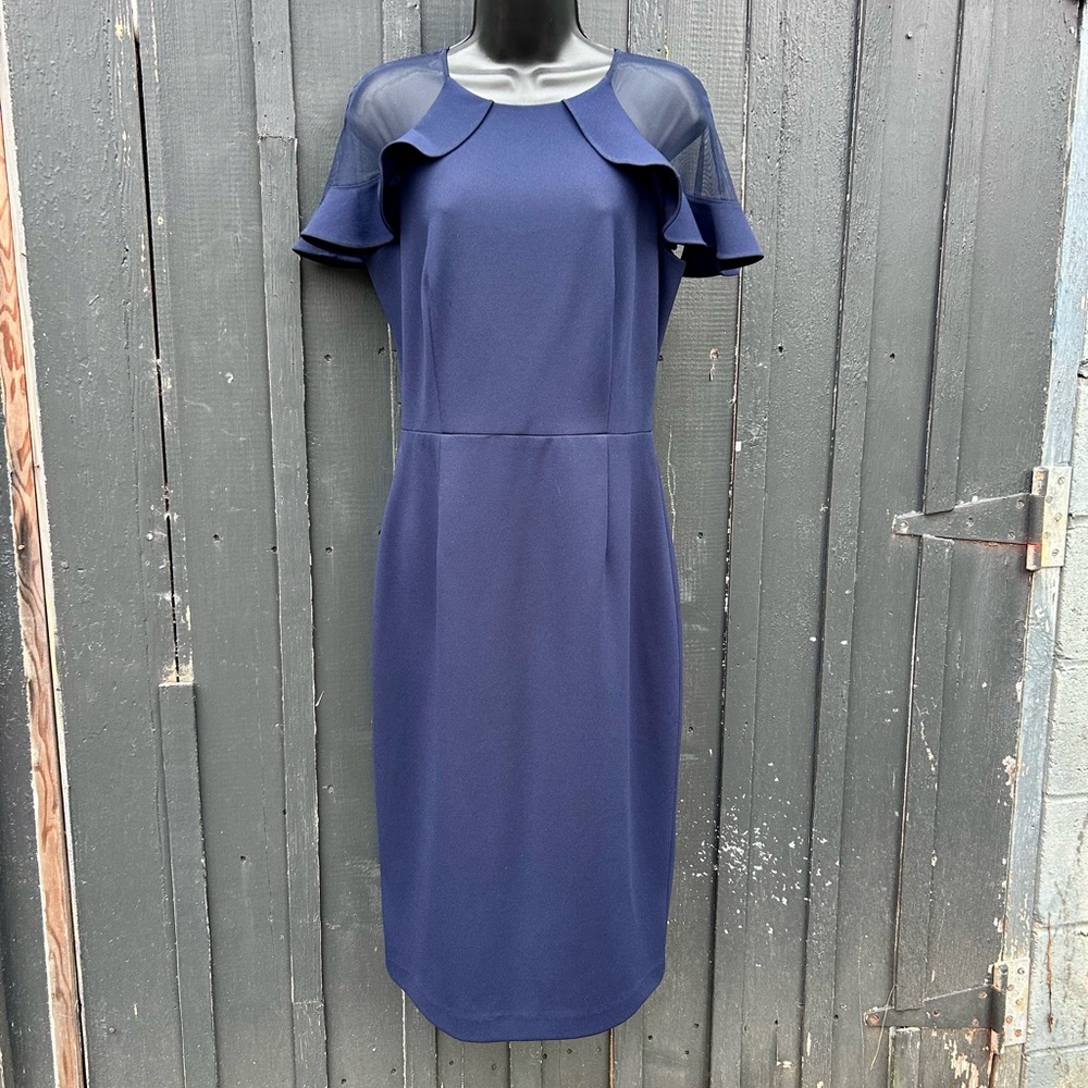 Eliza J  Neck Ruffle Shoulder Cocktail Dress
